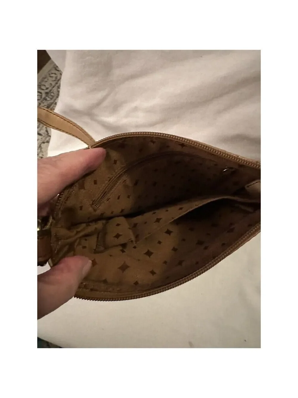 Fossil Authentic Tan Small Crossbody Shoulder Bag Purse Adjustable Strap 8